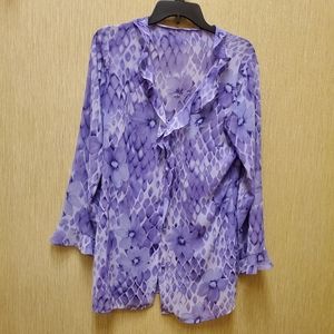 Vintage 80's 90's Tie & Button Y2K Bell Sleeve Top Ruffles Blouse
